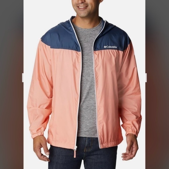 Columbia Other - Columbia Men's Flash Challenger Novelty Windbreaker Jacket in Coral/Navy Size XL
